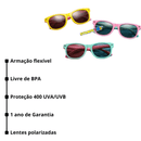 Óculos de Sol Infantil Flexível - WayFun Preto e Vermelho