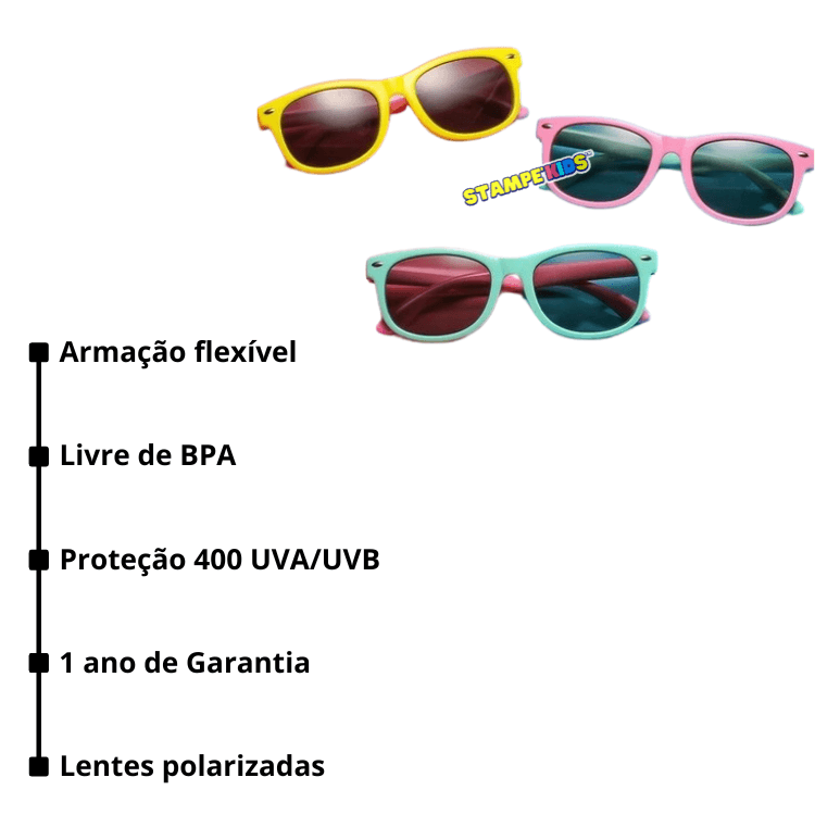 Óculos de Sol Infantil Flexível - WayFun Preto e Vermelho