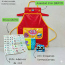 Combo Colégio + Brindes  (Avental Fini + estojo + Quadro de rotina PDF + Ebook de atividades PDF)