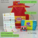 Combo Creche + Brindes (Avental Fini + estojo + 40 etiquetas termocolantes + Quadro de rotina PDF + Ebook de atividades PDF) - Frete grátis